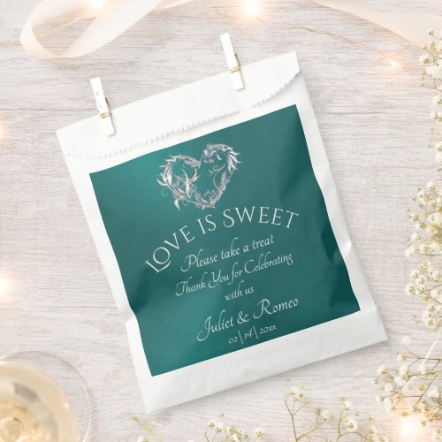 Love is Sweet, Heart - Teal Favor Bag