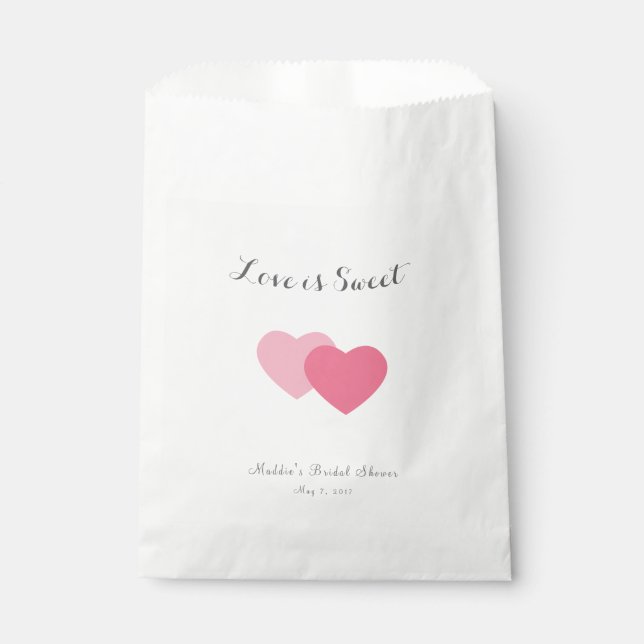 Love is Sweet Hearts Bridal Shower Favor Treat Bag (Front)