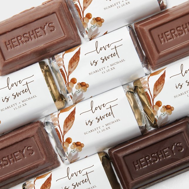 Love is Sweet Hershey's Miniatures (Fall Leaves Love is Sweet Hershey's Chocolate Miniatures by Painted Paperie
)