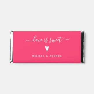 Love is Sweet -  Hot Pink Wedding 'Thank You' Hershey Bar Favors