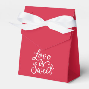 Love is Sweet in Raspberry and White Wedding Favor Boxes