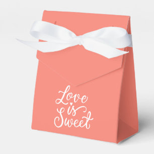 Love is Sweet in Salmon and White Wedding Favor Boxes