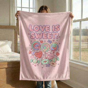 Love Is Sweet Kawaii Cute Cozy Fleece Blanket Gift