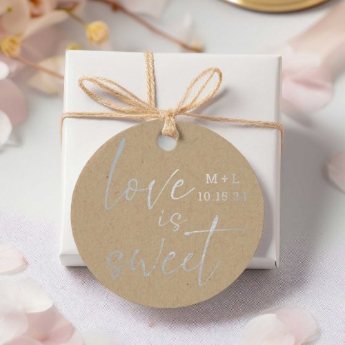 Love is Sweet Kraft Wedding Foil Favor Tags