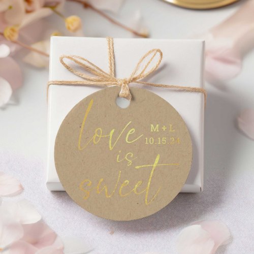 Love is Sweet Kraft Wedding Foil Favor Tags