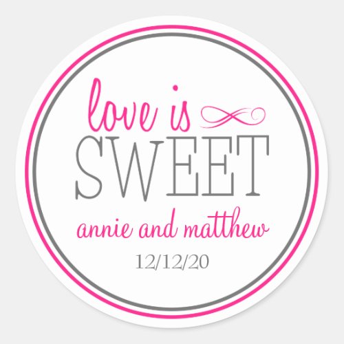 Love Is Sweet Labels Hot Pink  Gray