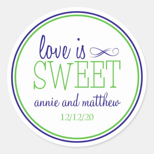 Love Is Sweet Labels Navy Blue  Lime Green