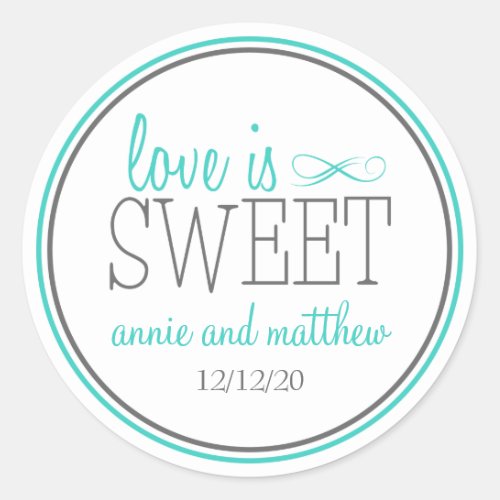 Love Is Sweet Labels Teal  Gray