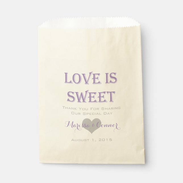Love Is Sweet Lavender and Gray Wedding Bags (Front)