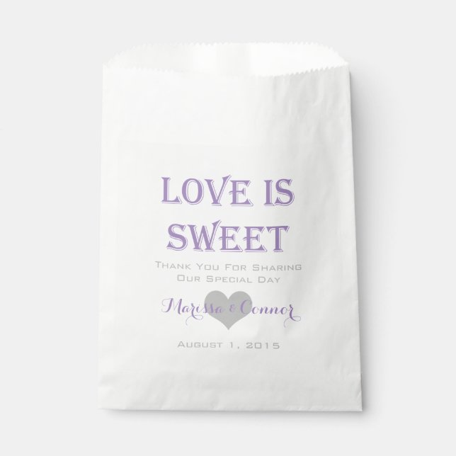 Love Is Sweet Lavender and Gray Wedding Bags (Front)