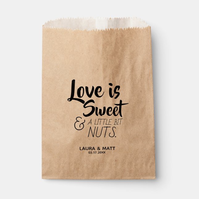 Love is Sweet Little Bit Nuts Wedding Favor Bag (Front)