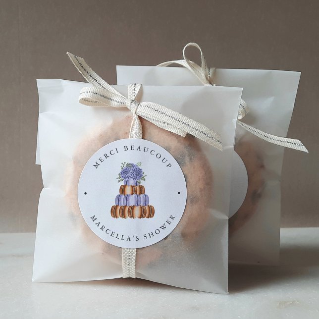 Love Is Sweet (Macaron) Bridal Shower Classic Round Sticker (Creator Uploaded)