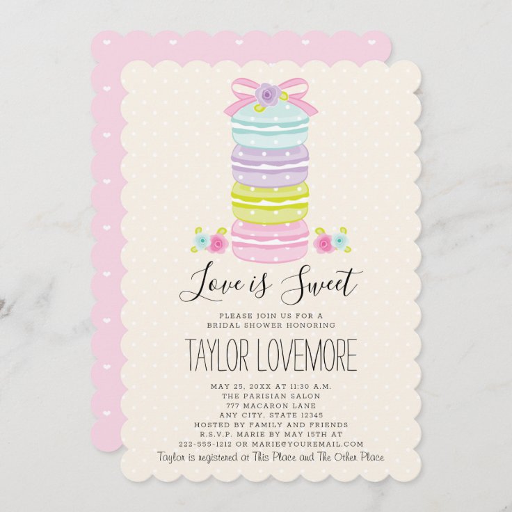 Love is Sweet Macaron Bridal Shower Invitations Zazzle
