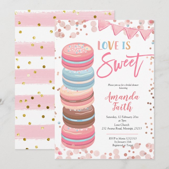 Love is Sweet Macaroon Bridal Shower Invitation (Front/Back)