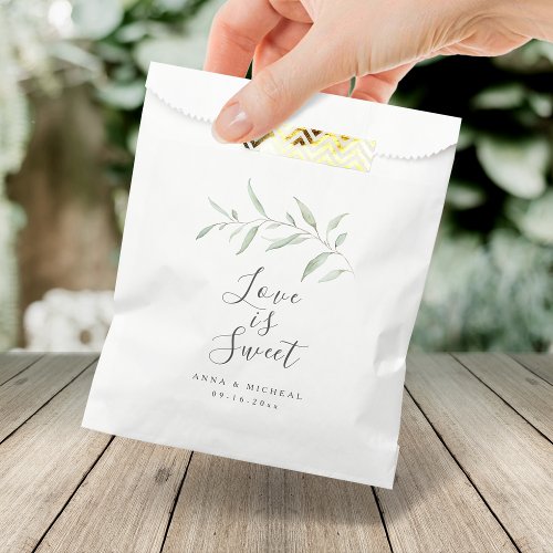 Love is sweet minimal greenery rustic wedding favor bag
