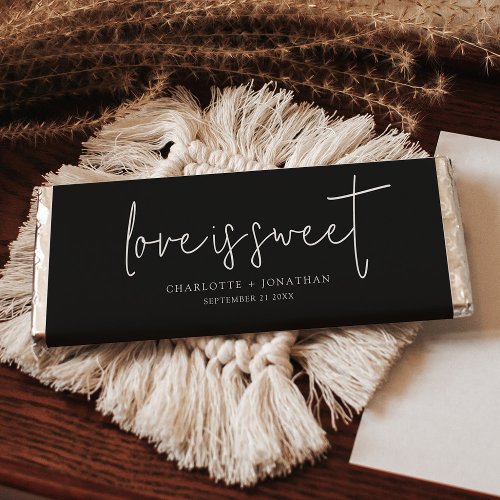 Love is Sweet Minimalist Black Wedding Favors Hershey Bar Favors