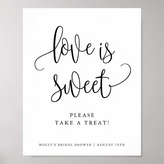 Love is Sweet Minimalist Calligraphy Favor Display Poster (Front)