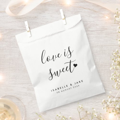 Love is Sweet  Minimalist Simple White Wedding Favor Bag