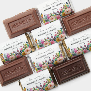 Love is Sweet Mixed Bloom Floral Boho Wedding Gift Hershey's Miniatures