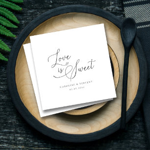 Love is sweet Modern & Elegant Calligraphy Wedding Napkins