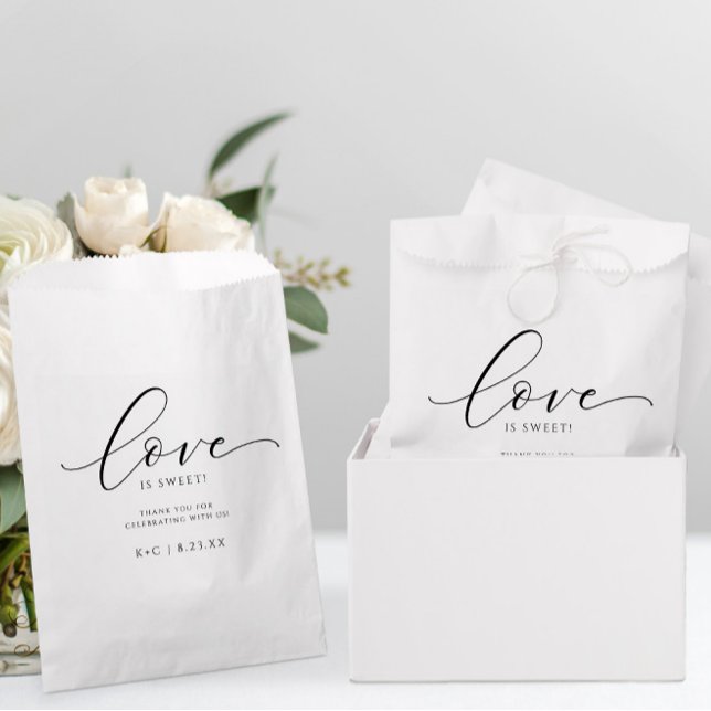 Love is Sweet Modern Elegant Romantic Wedding Favor Bag (Elegant Wedding Favor Bags for Candy - Love is Sweet - Luxury Script)