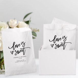 Love is Sweet Modern Fun Wedding Heart Handwriting Favor Bag