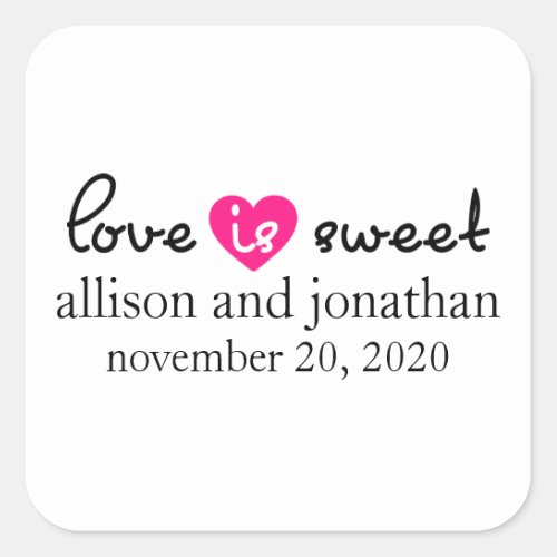 Love Is Sweet Modern Heart Labels Black  Pink