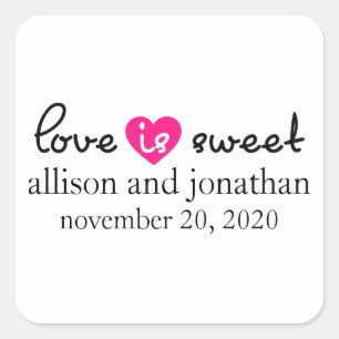 Love Is Sweet Modern Heart Labels (Black / Pink)