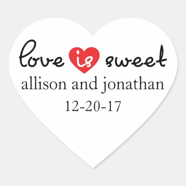 Love Is Sweet Modern Heart Labels (Black / Red) (Front)