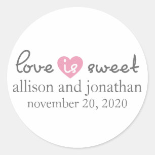 Love Is Sweet Modern Heart Labels (Gray / Pink)