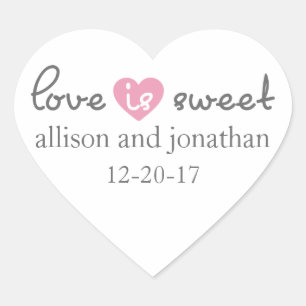 Love Is Sweet Modern Heart Labels (Gray / Pink)