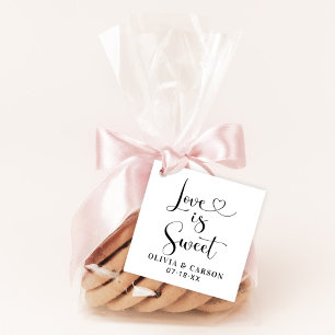 Love is Sweet Modern Heart Script Monogram Favor Tags