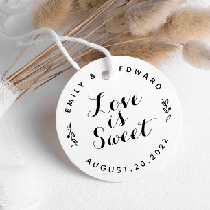 Love is Sweet Modern Rustic Wedding Round Favor Tags