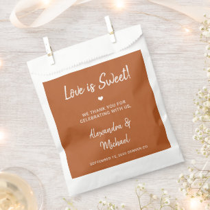 Love is sweet modern terracotta wedding favor bag