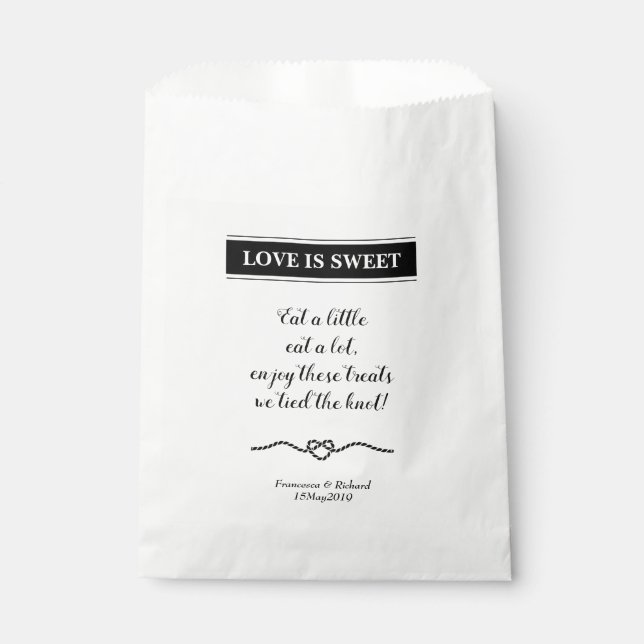 Love Is Sweet Nautical Wedding Favor Bag (Front)