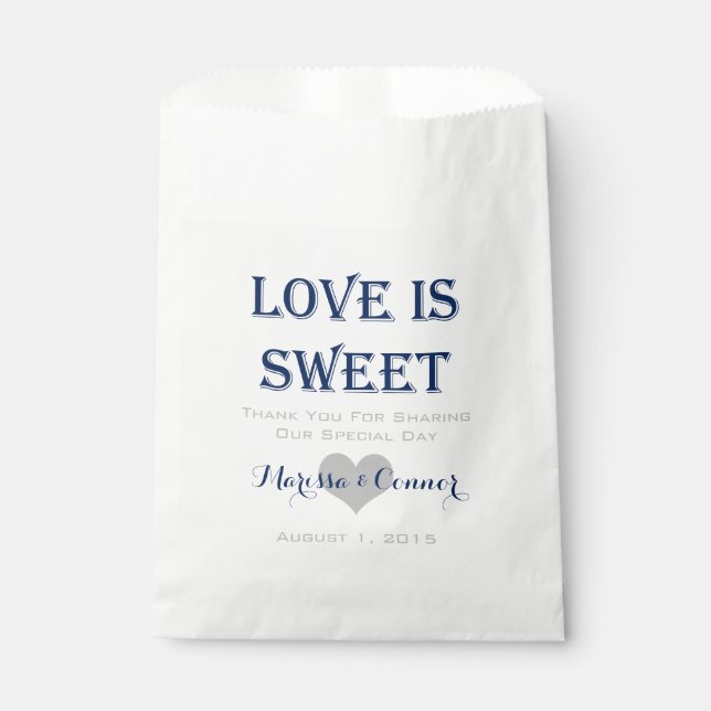 Love Is Sweet Navy and Gray Wedding Bags (Front)