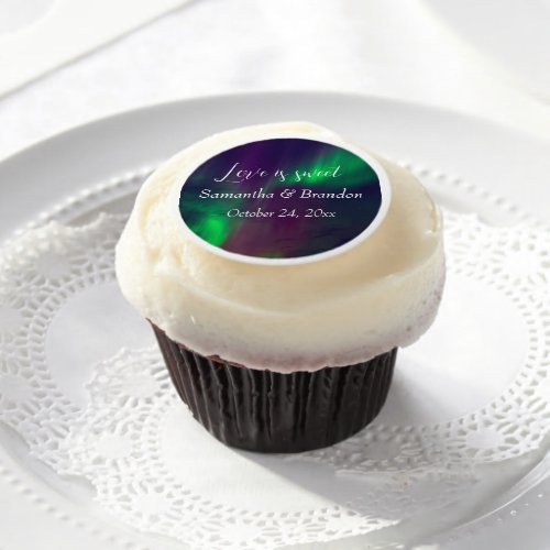 Love is Sweet Northern Lights Aurora Borealis Edible Frosting Rounds