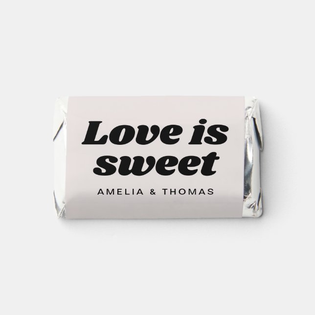 Love is Sweet Nutrition Facts Wedding Treat Hershey's Miniatures (Front)