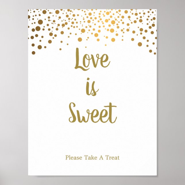 Love is Sweet Occasion Sign in Gold Confetti Dots (Front)