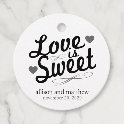 Love Is Sweet Old Fashioined Black  Gray Favor  Favor Tags