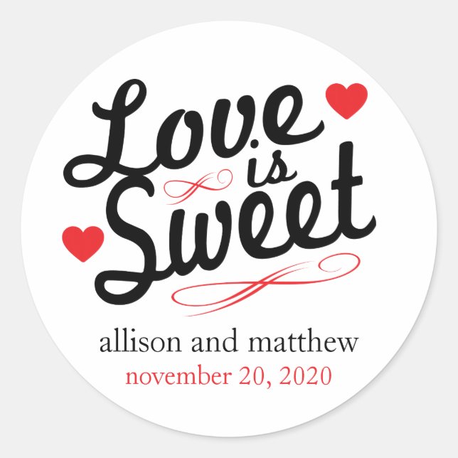 Love Is Sweet Old Fashioined Labels (Black / Red) (Front)