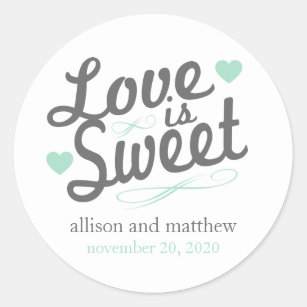 Love Is Sweet Old Fashioined Labels (Gray / Mint)