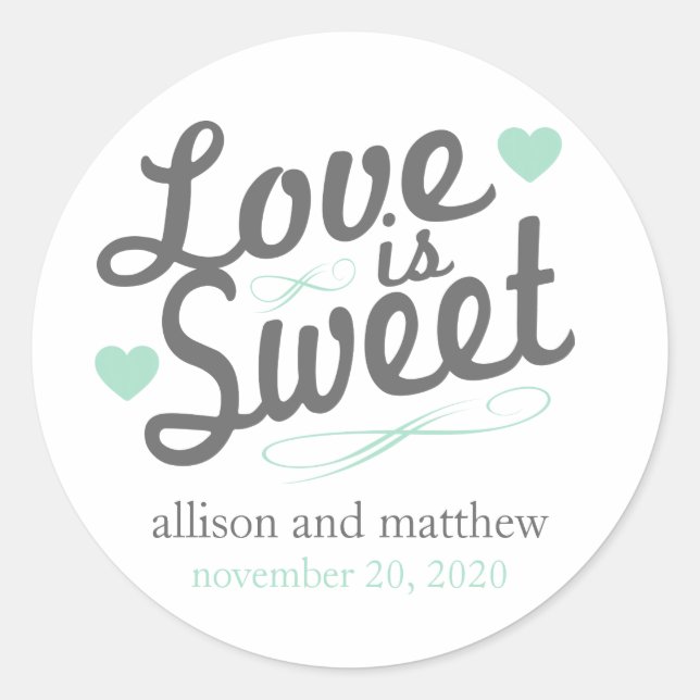 Love Is Sweet Old Fashioined Labels (Gray / Mint) (Front)