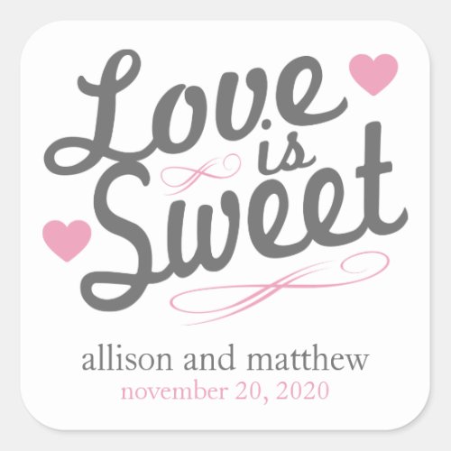 Love Is Sweet Old Fashioined Labels Gray  Pink