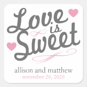 Love Is Sweet Old Fashioined Labels (Gray / Pink)