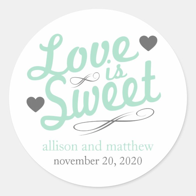Love Is Sweet Old Fashioined Labels (Mint / Gray) (Front)