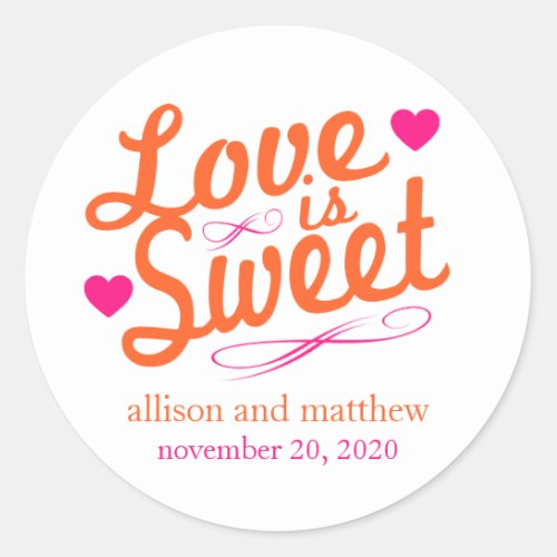 Love Is Sweet Old Fashioined Labels OrangePink