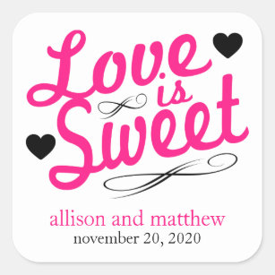 Love Is Sweet Old Fashioined Labels (Pink / Black)