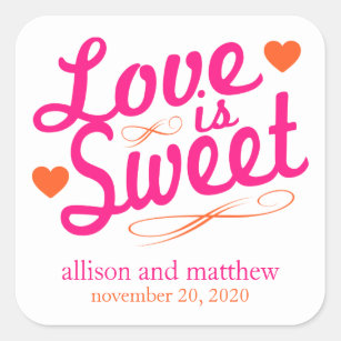 Love Is Sweet Old Fashioined Labels (Pink/Orange)