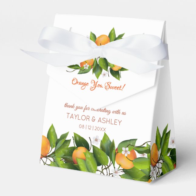 Love Is Sweet Orange Citrus Fruit | Wedding Favor Boxes (Front Side)